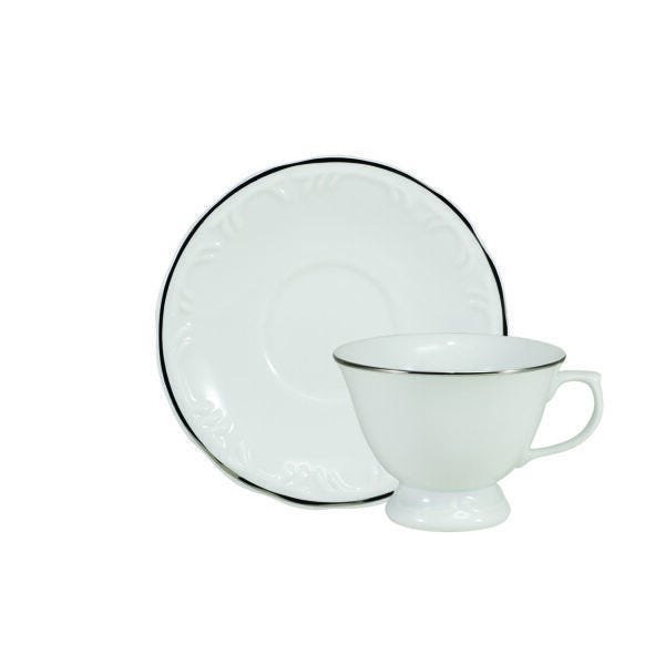 Serviço De Jantar Chá e Café Em Porcelana 42 Peças - Pomerode Filete De Prata Schmidt - 4