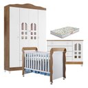 Ver imagem 1 de Quarto de Bebê New Selena 4 Portas com Cômoda Gran Selena e Berço Mirelle Branco Acetinado