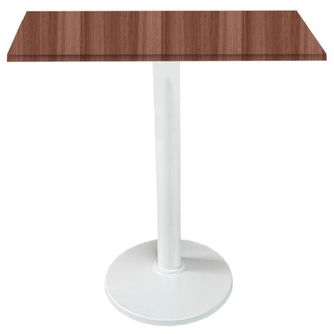 Mesa Zeta Ferro Branco 75 Cm (alt) Disco Redondo Tampo Mdp Quadrado 60 Cm (larg) X 2,50 Cm Alt