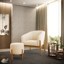 Ver imagem 2 de Puff Stella Suede Bege Base Madeira Castanho - D'Rossi DRossi