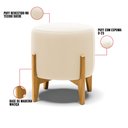 Ver imagem 3 de Puff Stella Suede Bege Base Madeira Castanho - D’Rossi