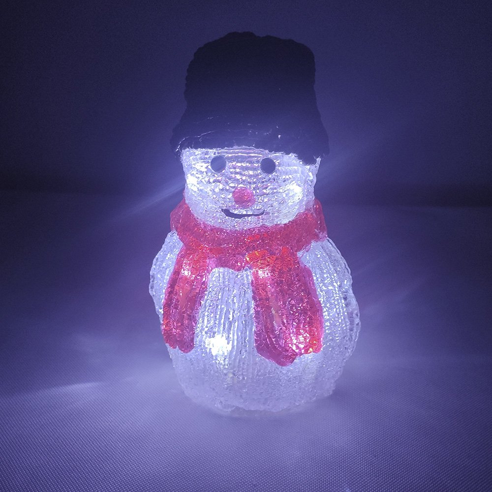 Boneco de Neve Mesa Natal Enfeite Kit 2Und 10 Leds Iluminado Acrilico Natalino Decoração - 10