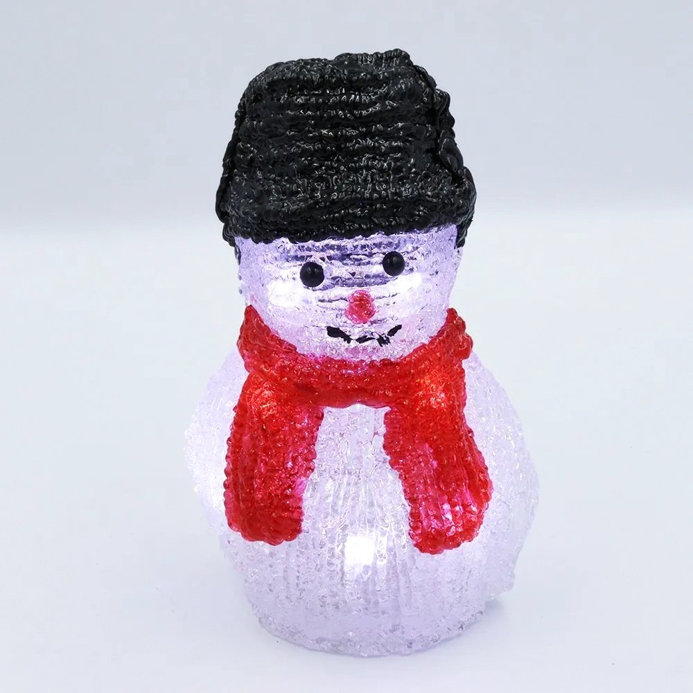 Boneco de Neve Mesa Natal Enfeite Kit 2Und 10 Leds Iluminado Acrilico Natalino Decoração - 6