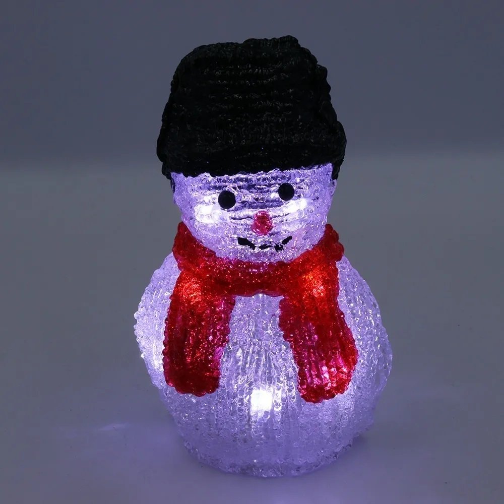 Boneco de Neve Mesa Natal Enfeite Kit 2Und 10 Leds Iluminado Acrilico Natalino Decoração - 9