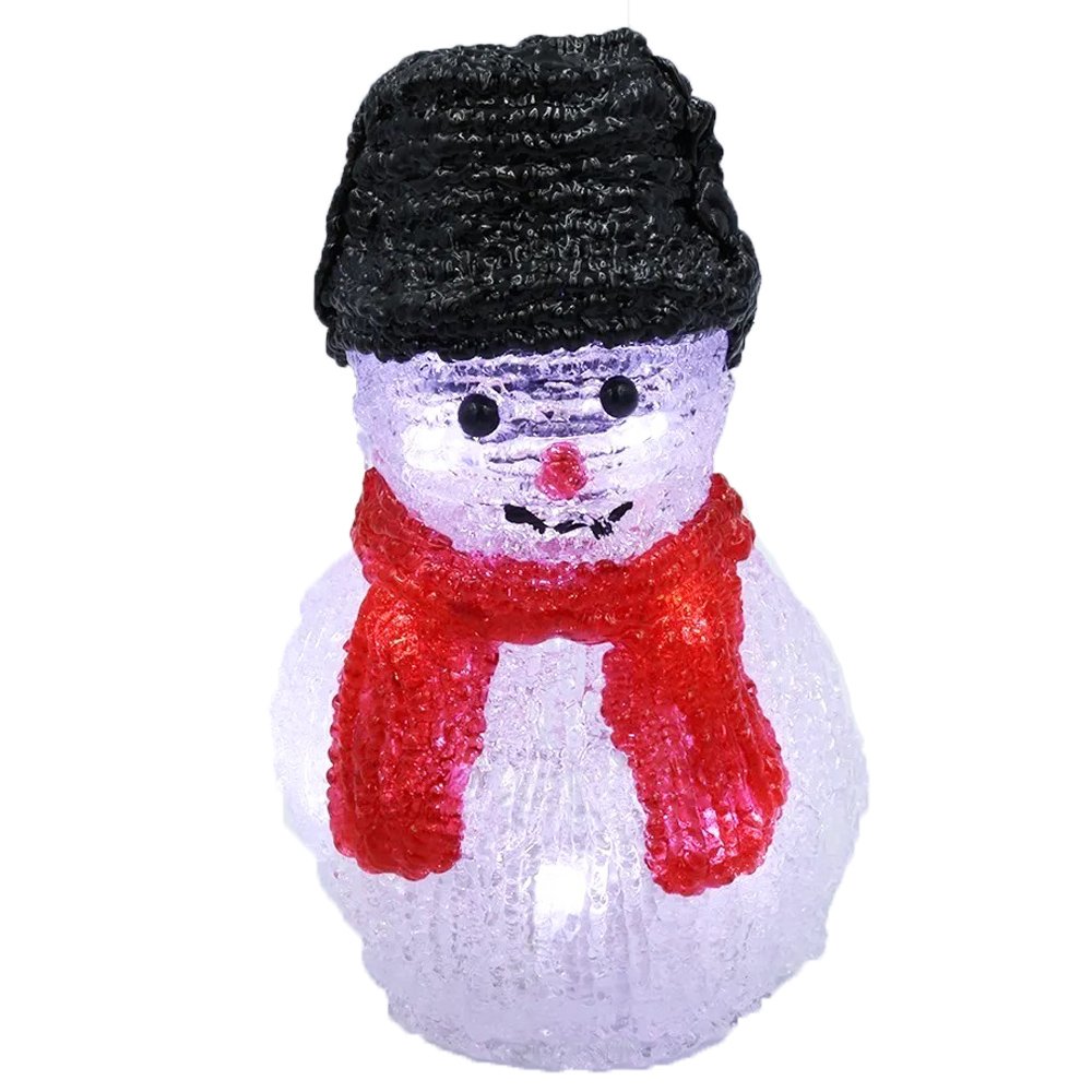 Boneco de Neve Mesa Natal Enfeite Kit 2Und 10 Leds Iluminado Acrilico Natalino Decoração - 2