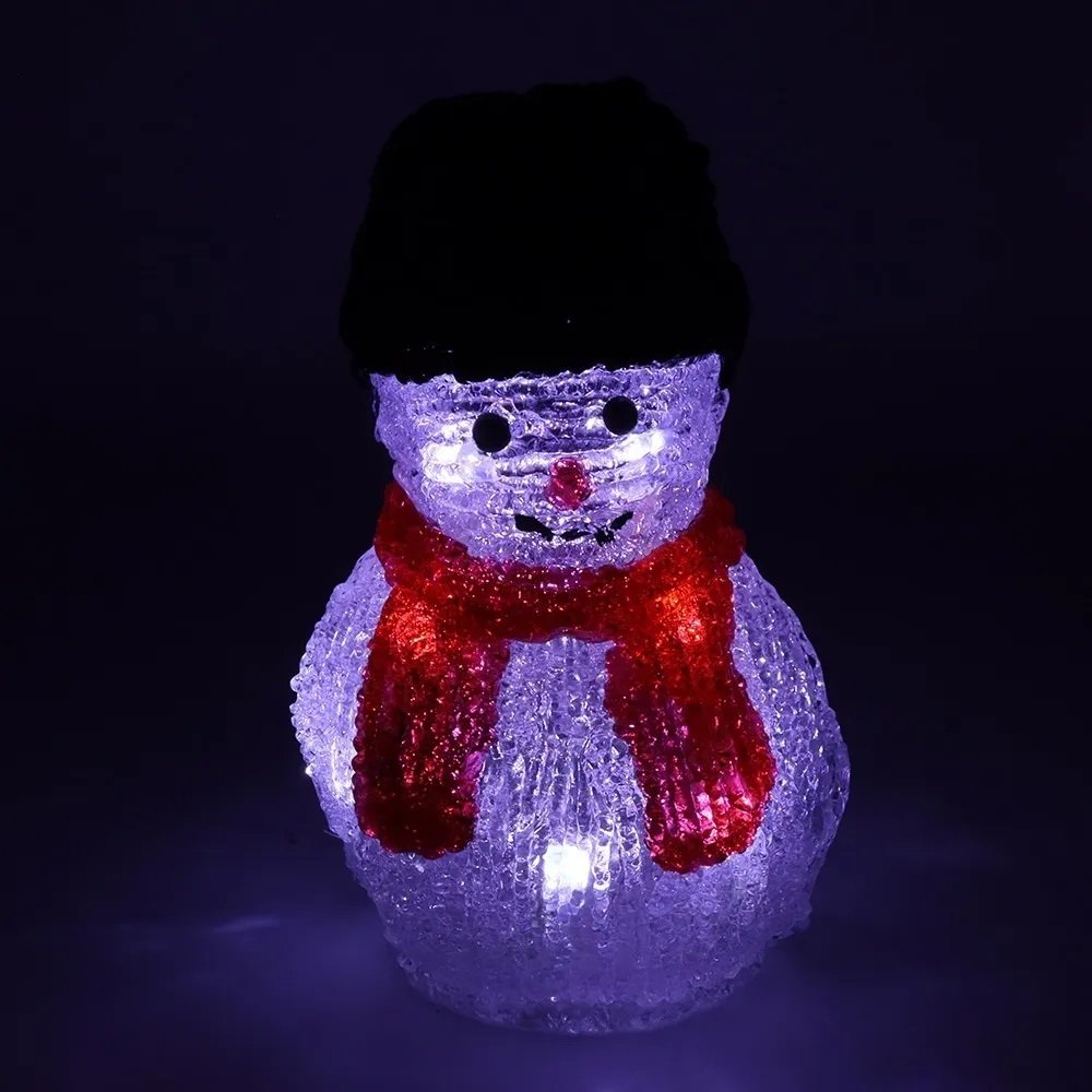 Boneco de Neve Mesa Natal Enfeite Kit 2Und 10 Leds Iluminado Acrilico Natalino Decoração - 12