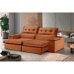 Sofá Retrátil E Reclinável 2,10m 3 Lugares Terracota - 8