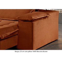 Sofá Retrátil E Reclinável 2,10m 3 Lugares Terracota - 4