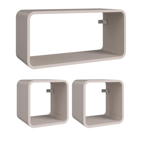 Conjunto 3 Nichos Linha Curve 62,5X24cm Bege Dunas