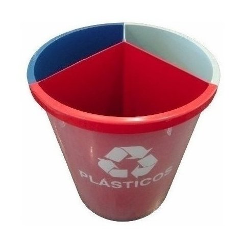 Lixeira Mix 25 Litros Coleta Seletiva com 3 Divisões Cor:azul/vermelho/cinza