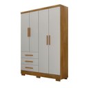 Ver imagem 2 de Guarda Roupa Solteiro com Pés 4 Portas 3 Gavetas - Encant-cumaru Off White - Móveis Novo Horizonte