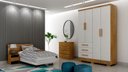Ver imagem 1 de Guarda Roupa Solteiro com Pés 4 Portas 3 Gavetas - Encant-cumaru Off White - Móveis Novo Horizonte