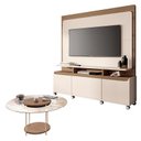 Ver imagem 1 de Estante Home Theater Quantum e Mesa de Centro Sky com Tampo de Vidro Off White Castanho– Hb Móveis