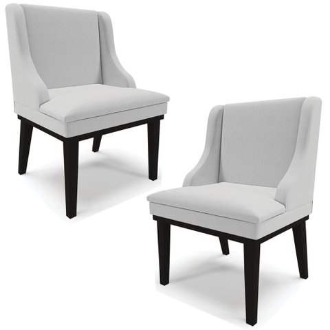 Kit 2 Cadeiras Decorativas Sala de Jantar Base Fixa de Madeira Firenze Linho Cinza/Preto G19 - Gran 