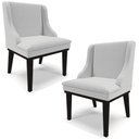 Ver imagem 1 de Kit 2 Cadeiras Decorativas Sala de Jantar Base Fixa de Madeira Firenze Linho Cinza/Preto G19 - Gran