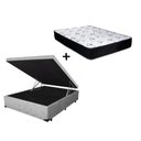 Ver imagem 1 de Cama Box Baú Casal Conforto Suede Cinza + Colchão Casal Conforto Espuma D23 Com EPS 14x138x188