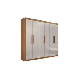Guarda Roupa Casal 6 Portas 4 Gavetas Leblon D' Doro Cinamomo com Off White - 1