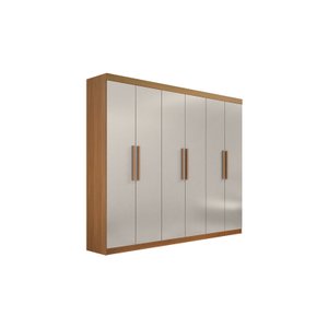 Guarda Roupa Casal 6 Portas 4 Gavetas Leblon D' Doro Cinamomo com Off White
