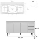 Ver imagem 2 de Balcão Andréia com Pia e Cuba Ghelplus 160cm Branco Ajl Móveis