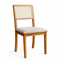 Ver mais imagens de Kit 2 Cadeiras de Jantar Madeira Maciça Mel Encosto Telinha Palha Estofada Linho Bege Rubi