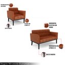 Ver imagem 3 de Conjunto Poltrona e Namoradeira Decorativa Karen Pés Fixo em Madeira Preto Pu Nozes G19 - Gran Belo