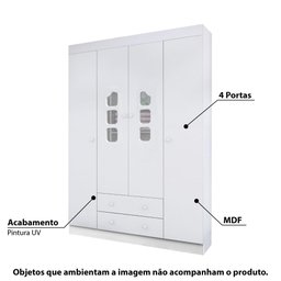 Guarda Roupa Infantil Lívia com 4 Portas - Branco - 2