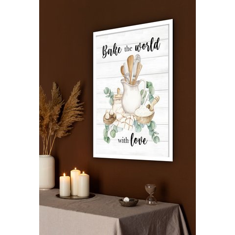 Quadro Decorativo Cozinha Provençal Confeitaria - 70x50cm:moldura Preta