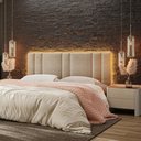 Ver imagem 2 de Cabeceira King Estofada com Led - Linho Bege