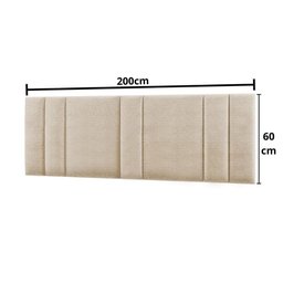 Cabeceira King Estofada com Led - Linho Bege - 6 Cabeceira King Estofada com Led - Linho Bege - 6