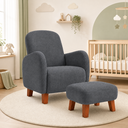 Ver imagem 1 de Poltrona Amamentação Viena Suede + Puff Macio Quarto Bebe:Cinza Escuro