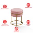 Ver imagem 5 de Puff Redondo Argola Levi Veludo Rosa Base em Aço Dourado