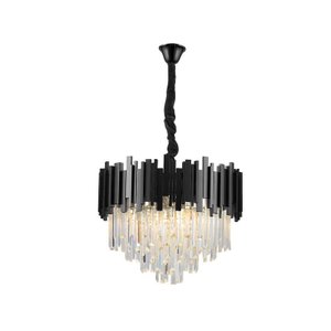 Lustre Pendente de Cristais Midas Redondo 55cm 8xe14 Blumenau Preto