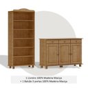 Ver imagem 4 de Kit 2 Peças Estante 5 Prateleiras e Balcão 3 Portas 100% Madeira Maciça - Linha Rubi