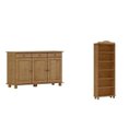 Ver imagem 2 de Kit 2 Peças Estante 5 Prateleiras e Balcão 3 Portas 100% Madeira Maciça - Linha Rubi