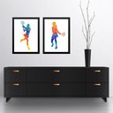 Ver imagem 1 de Kit 2 Quadros Decorativos Jogadora de Tênis 45x34cm - com Vidro:moldura Branca