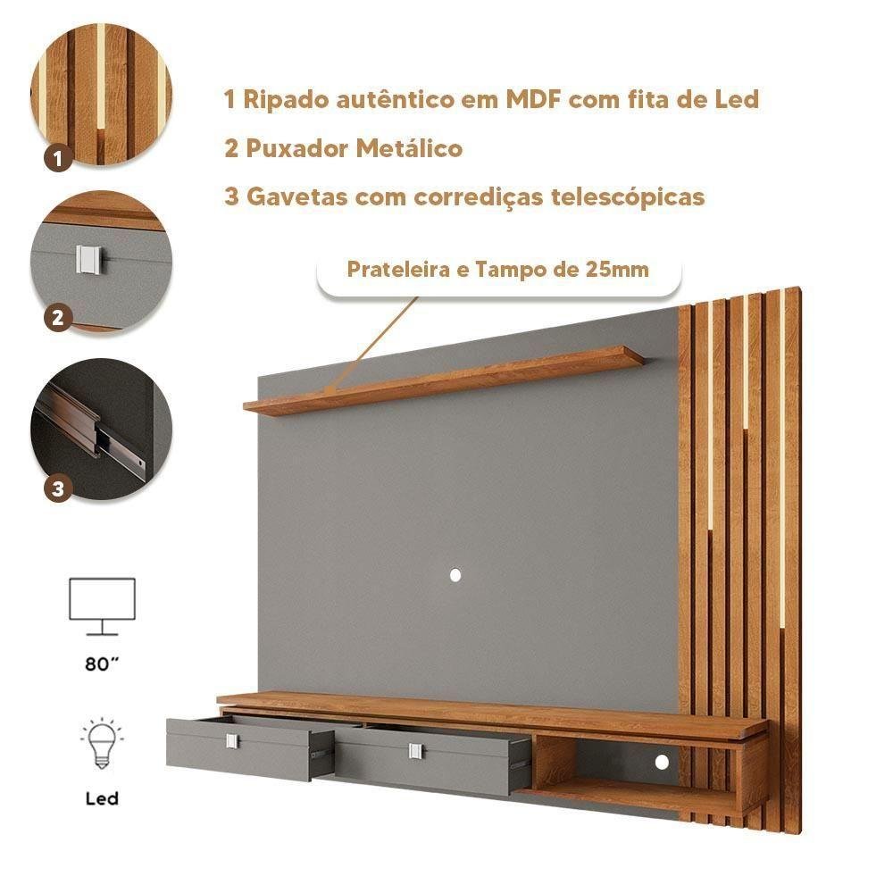Painel Ripado Grande para Tv até 80 Polegadas com Led Titanium ...