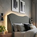 Ver imagem 2 de Cabeceira Cama Casal Petala 140cm Orgânica Curva Bouclê Cinza - Vimont Moveis