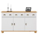 Ver imagem 1 de Balcão Aparador Buffet 3 Portas 3 Gavetas Madeira Branco Freijó Colmar Idimex