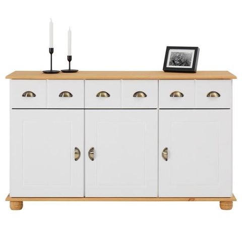 Balcão Aparador Buffet 3 Portas 3 Gavetas Madeira Branco Freijó Colmar Idimex