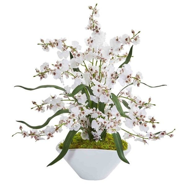 Kit 6 Galhos de Orquídeas Chuva de Ouro Artificial para Decoração Cor:Branco - 4