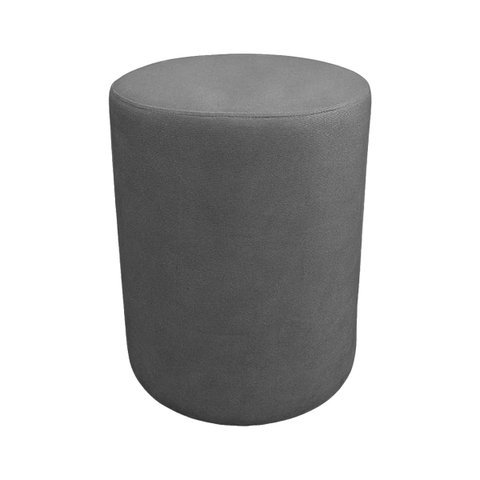 Puff Redondo Cilíndrico Decorativo para Sala e Quarto Estofado em Veludo:Cinza