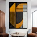 Ver imagem 1 de Quadro Decorativo Geométrico Gold Lines em Moldura Caixa Tacolado Moldura Trad 1cm Preta com Vidro 2