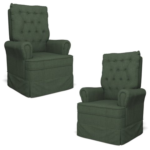 Kit 02 Poltronas de Amamentação e Descanso Com Balanço Laís G05 Linho Verde - Mpozenato