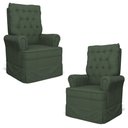 Ver imagem 1 de Kit 02 Poltronas de Amamentação e Descanso Com Balanço Laís G05 Linho Verde - Mpozenato