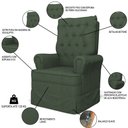 Ver imagem 3 de Kit 02 Poltronas de Amamentação e Descanso Com Balanço Laís G05 Linho Verde - Mpozenato