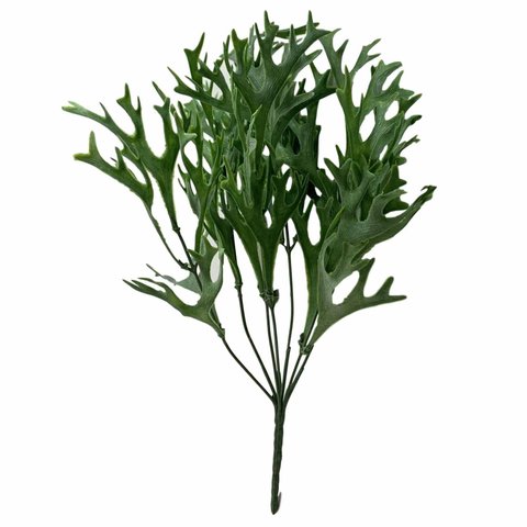 Kit 8 Buques Folhagem Chifre de Veado Artificiais Plantas Rusticas Cor:verde