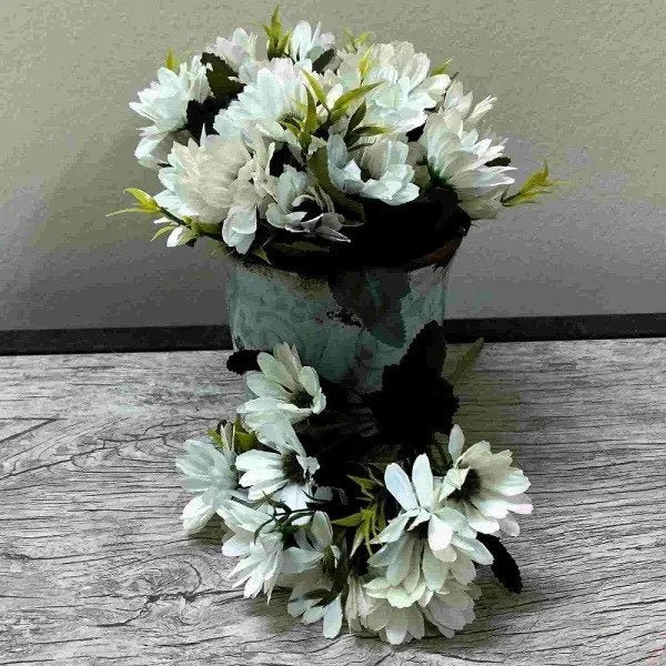 Flores Artificiais Kit com 12 Buques de Mini Margaridas Decorativas No Atacado - 5