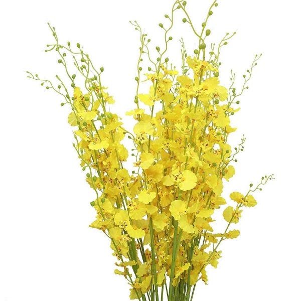 Kit 18 Galhos de Orquídeas Chuva de Ouro Artificial para Decoração Cor:Amarelo - 4