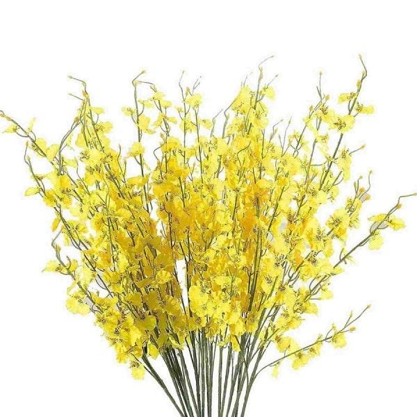 Kit 18 Galhos de Orquídeas Chuva de Ouro Artificial para Decoração Cor:Amarelo