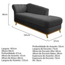 Ver imagem 4 de Diva Recamier Vanessa 185cm Lado Direito Linho Cinza Escuro - Amarena Móveis
